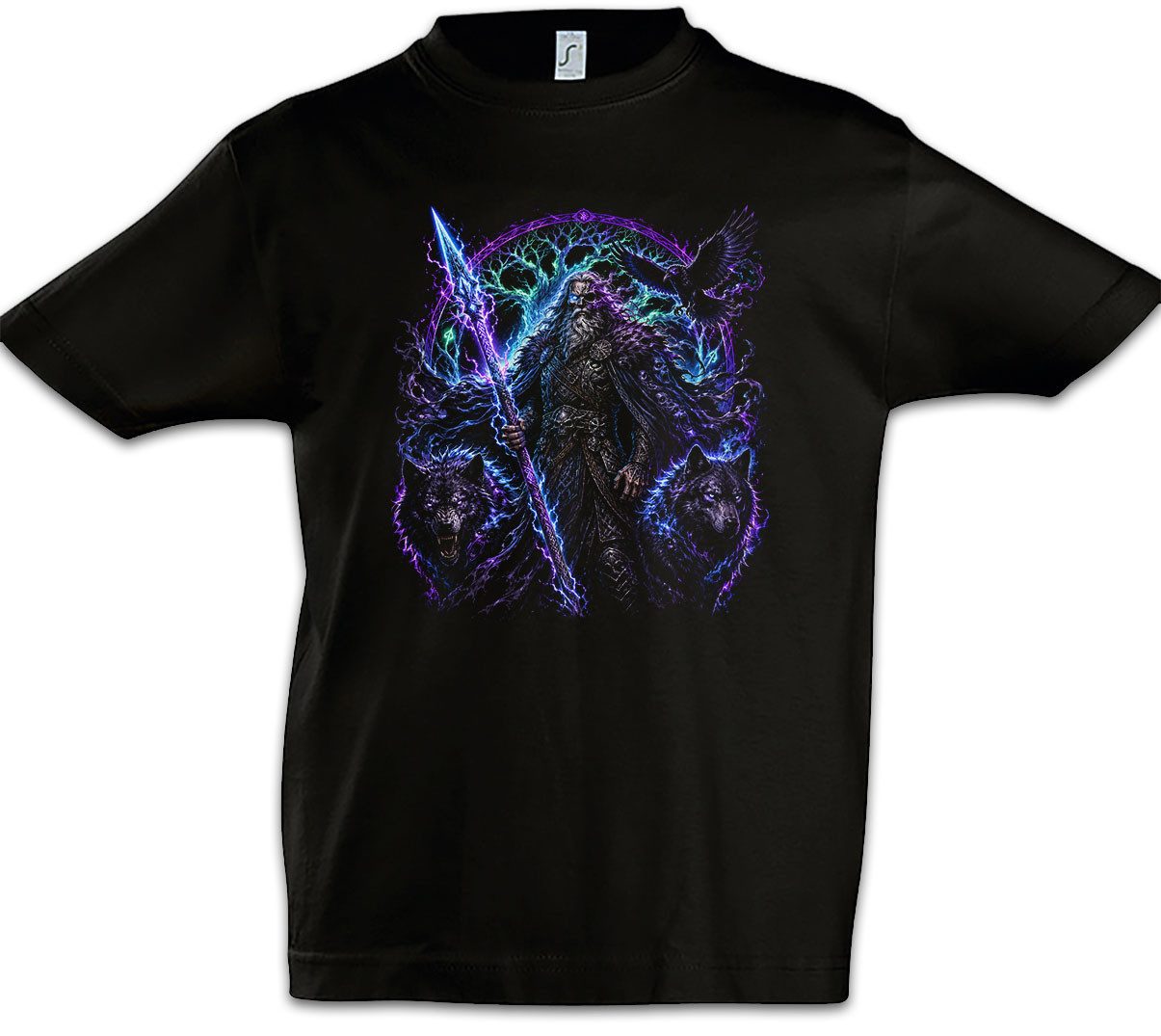 Urban Backwoods Print-Shirt Odhin With Wolves Kinder T-Shirt Geri Wolf Wölfe Freki Thor Odin (1-tlg) Wikinger Vikings Mjölnir Walhalla