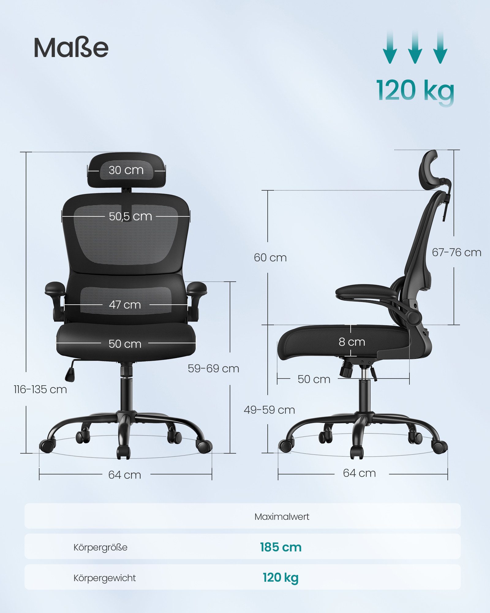 SONGMICS Bürostuhl, Netzstuhl, ergonomisches Design, mit Premium-Netzgewebe, Wippfunktion