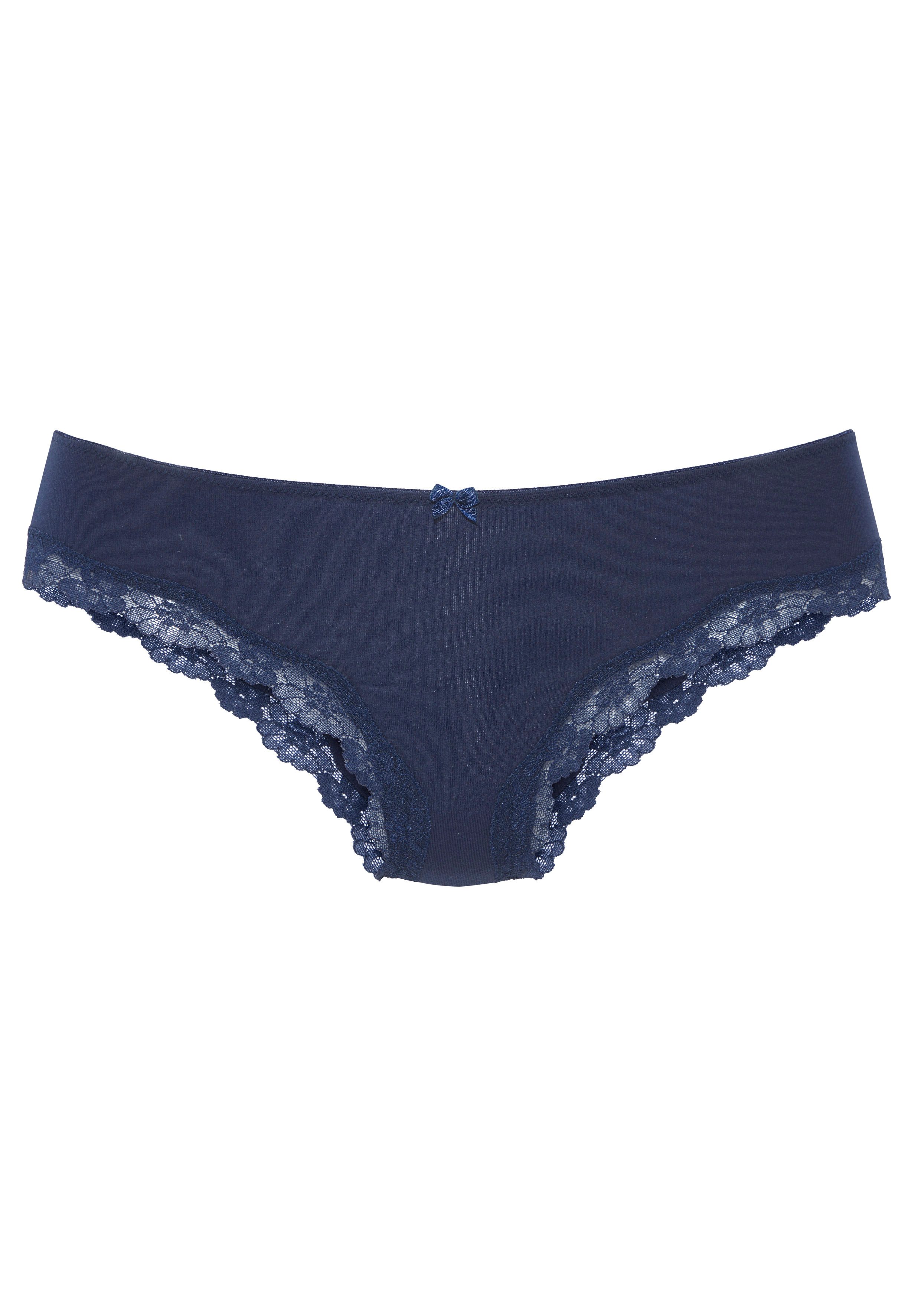 LASCANA Slip (3er-Pack) aus elastischer Baumwolle mit zarter Spitze – Bild 5 von 5