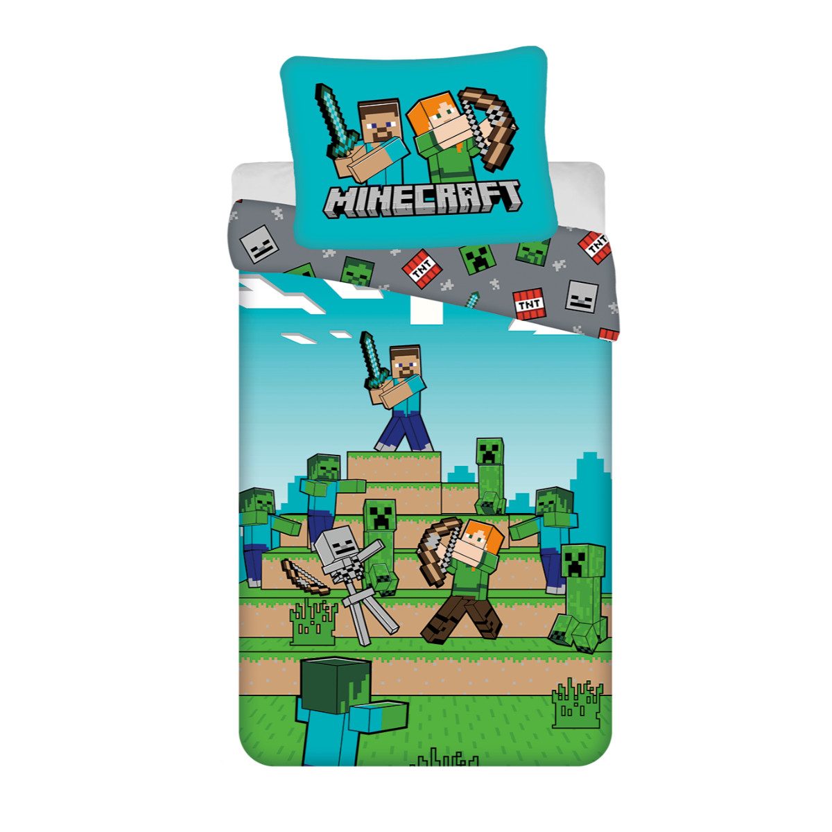 Jerry Fabrics Bettwäsche Minecraft Set „We got this“ – Baumwolle 140x200 + 70x90 cm, Baumwolle