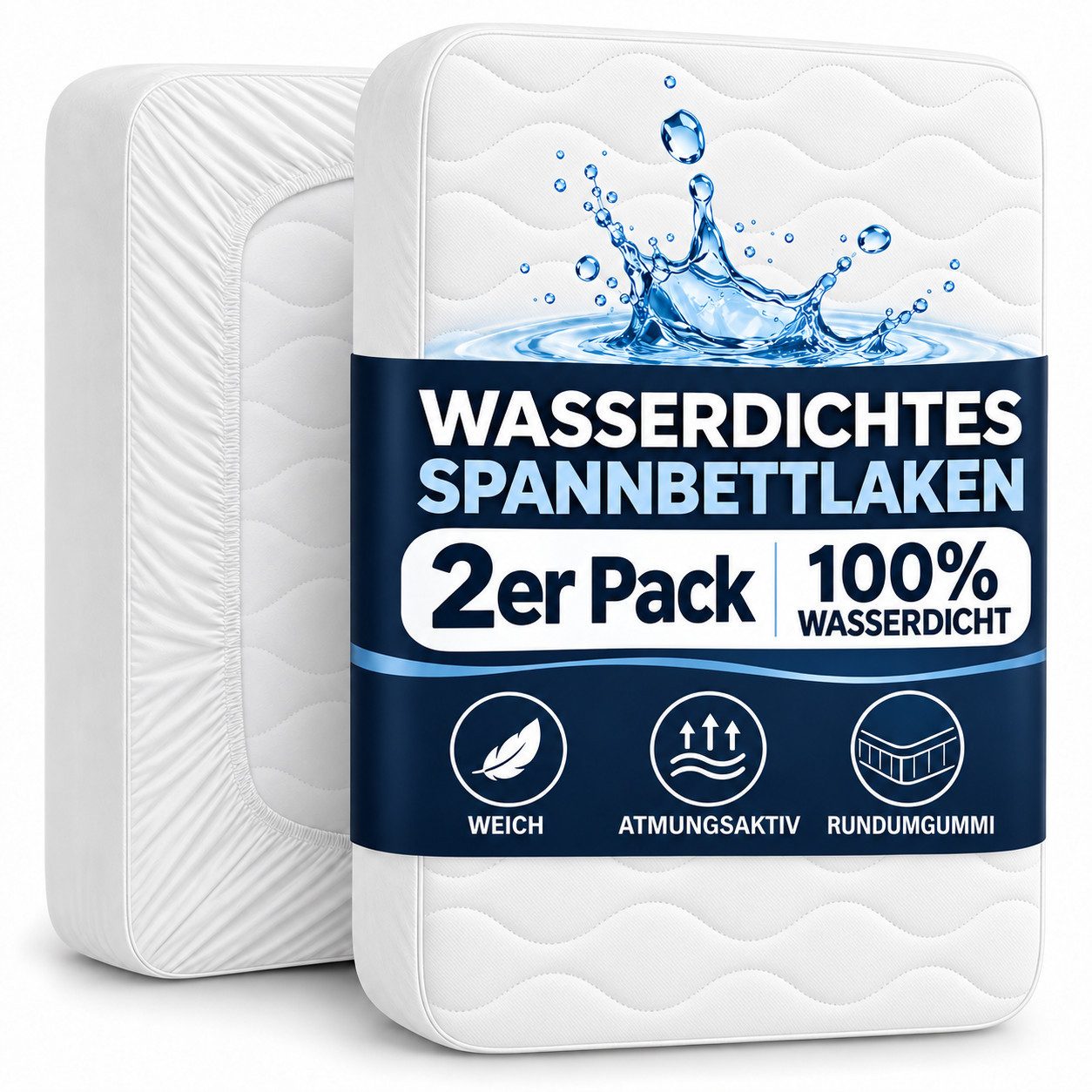 Matratzenschoner 100 g/m², 90x200, 120x200, 140x200, 160x200, 180x200 oder 200x200 cm Komfortec, 1 oder 2 Stück Wasserdichter Matratzenauflage