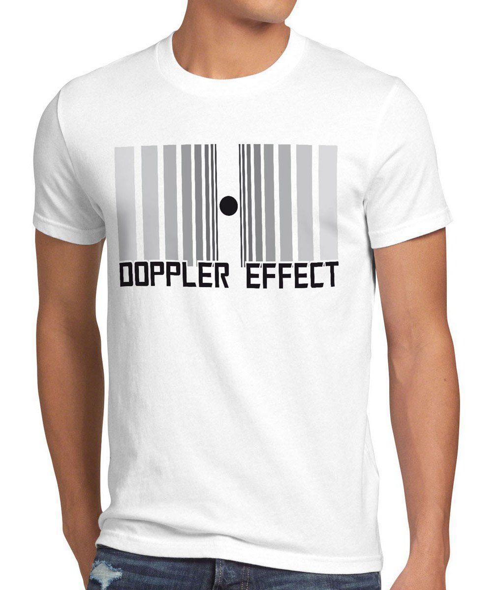 style3 Print-Shirt Herren T-Shirt Doppler Effect Sheldon Cooper Big Bang Effekt Schall Theory tbbt weiß