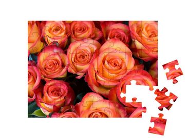 puzzleYOU Puzzle Blumenstrauß aus orangen Rosen, 48 Puzzleteile, puzzleYOU-Kollektionen Flora, Blumen