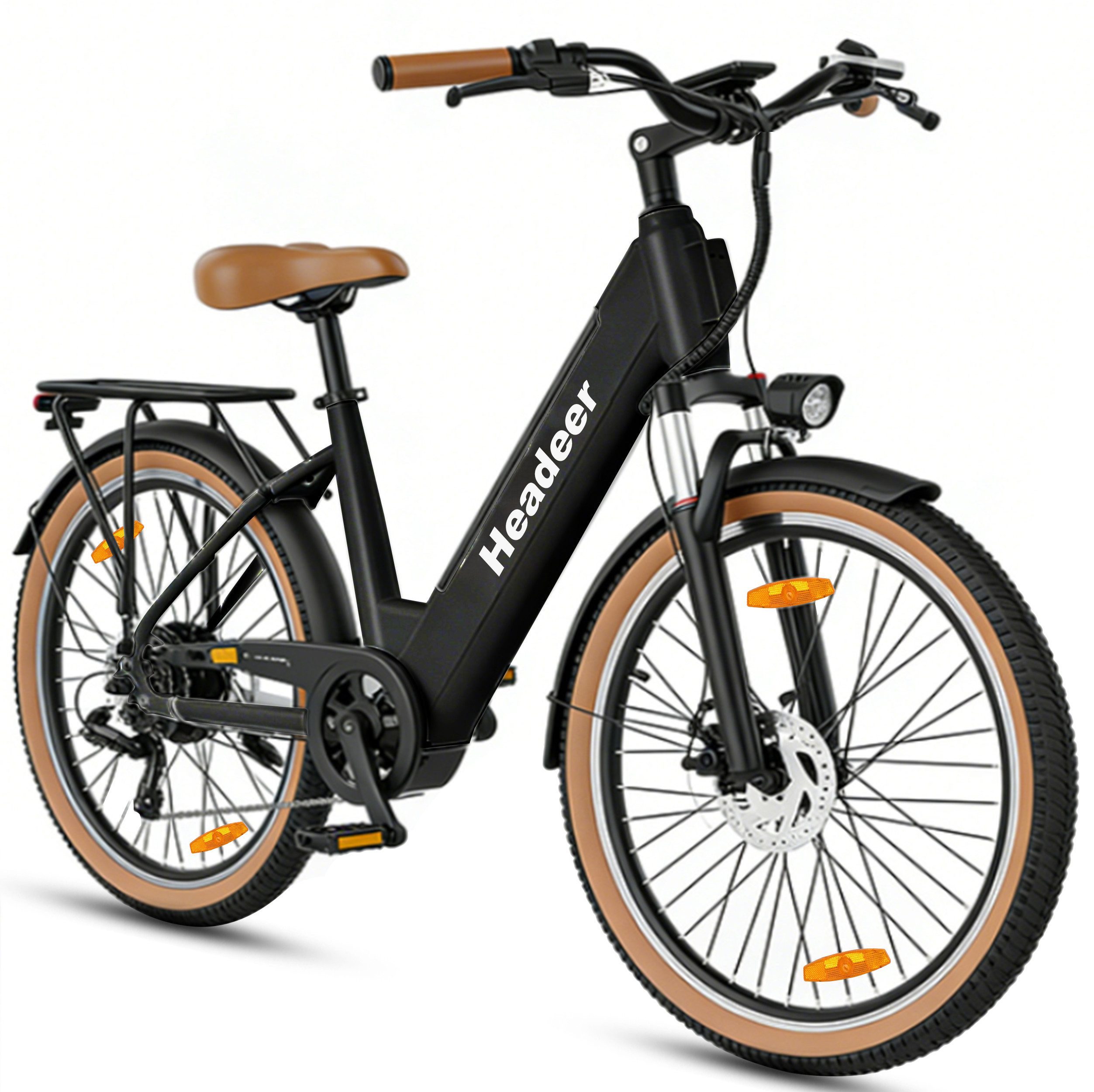 WHEELYOU E-Bike Cityrad Herren u. Damen E-Citybike 26 Zoll 250W 648Wh 120km Tiefeinsteiger, Kettenschaltung, Heckmotor, 648 Wh, (Beleuchtungsset mit Batterieladegerät, Batterieschlüssel, Werkzeug), 52 Nm Heckmotor Shimano 7-Gang Federgabel mech. Scheibenbremse