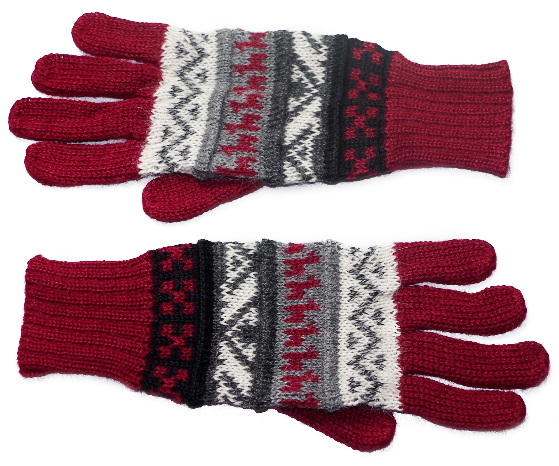 Guantilissi Fingerhandschuhe aus Alpakawolle Gear Posh Strickhandschuhe Alpaka dunkel rot 100%