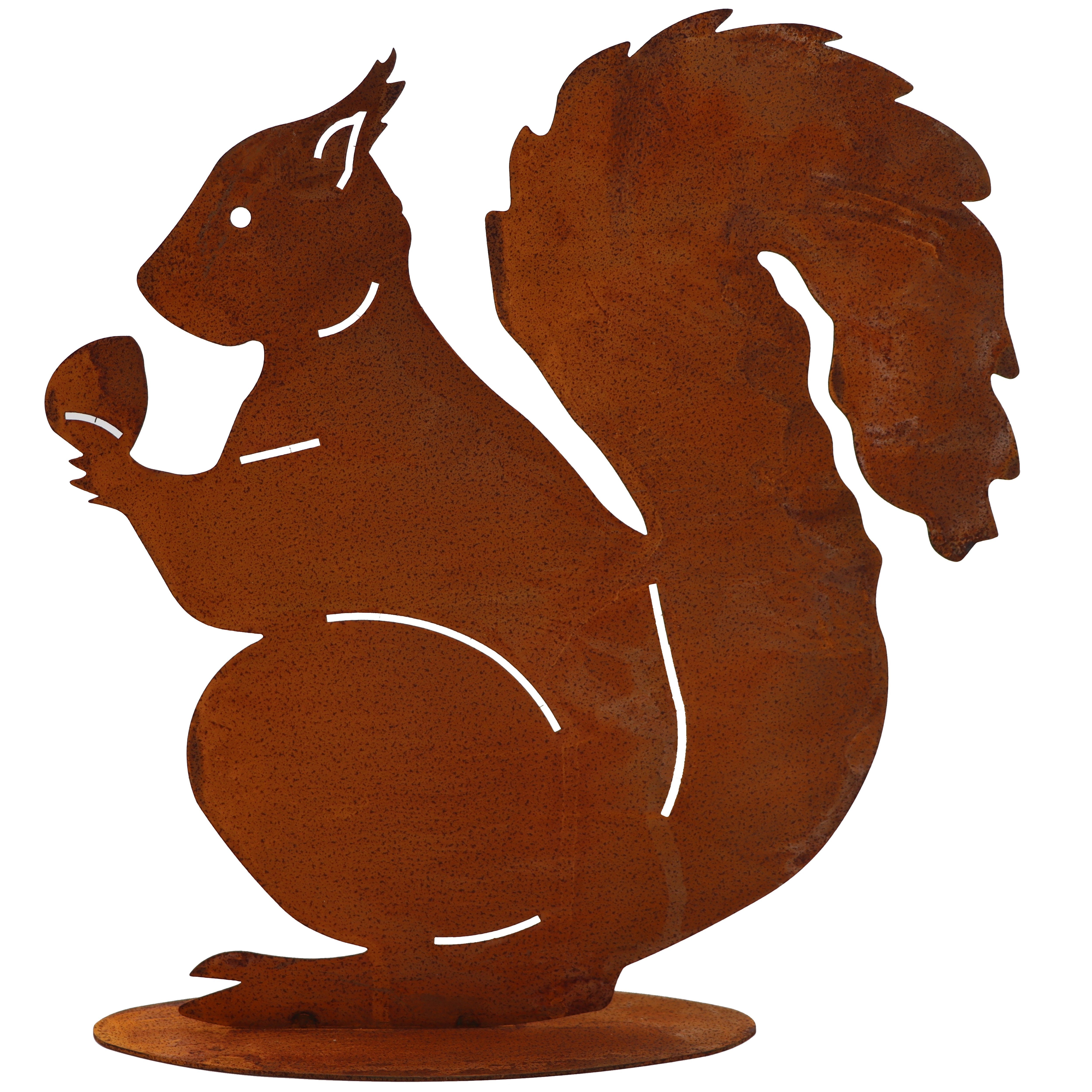 Rostikal Gartenfigur Eichhörnchen Figur Rost Deko, echter Rost