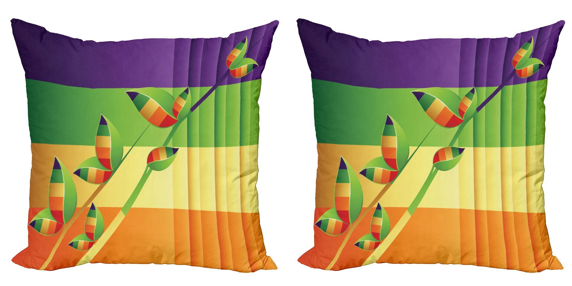Kissenbezüge Modern Accent Doppelseitiger Digitaldruck, Abakuhaus (2 Stück), Natur Blumenblätter Stripes