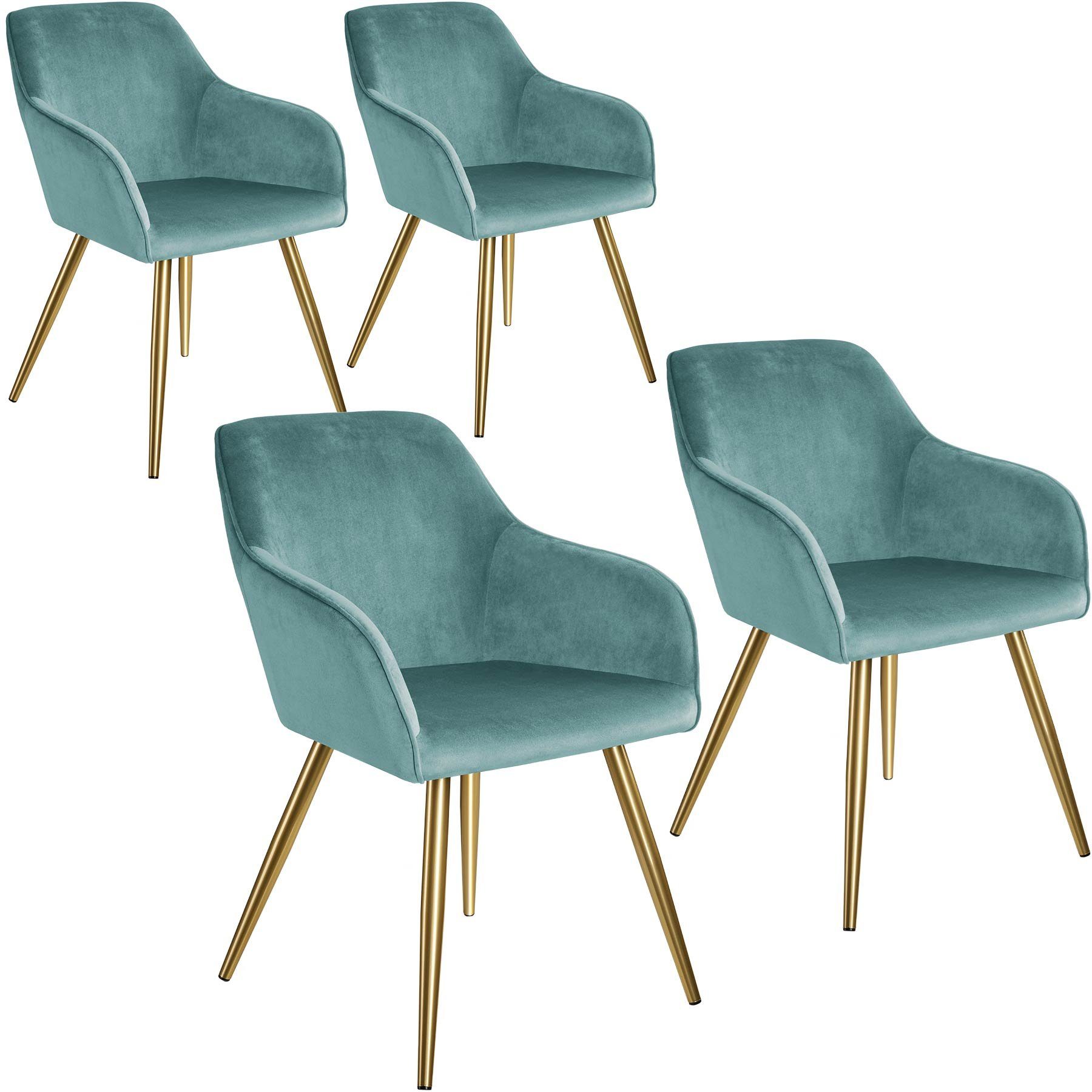tectake Esszimmerstuhl »4er Set Stuhl Marilyn Samtoptik, goldene« (4  Stück), gepolstert online kaufen | OTTO