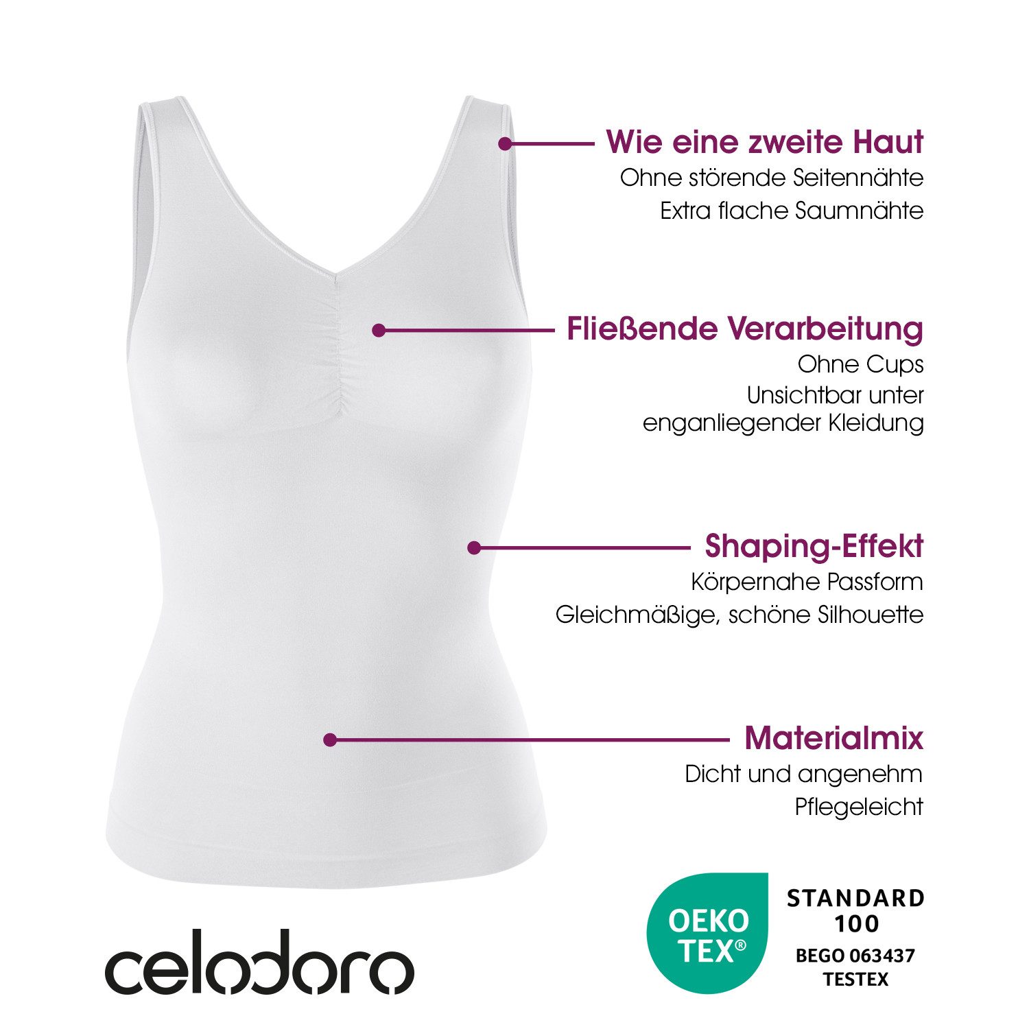 celodoro Unterhemd Damen Form-Top - Seamless Unterhemd mit Shaping-Effekt günstig online kaufen
