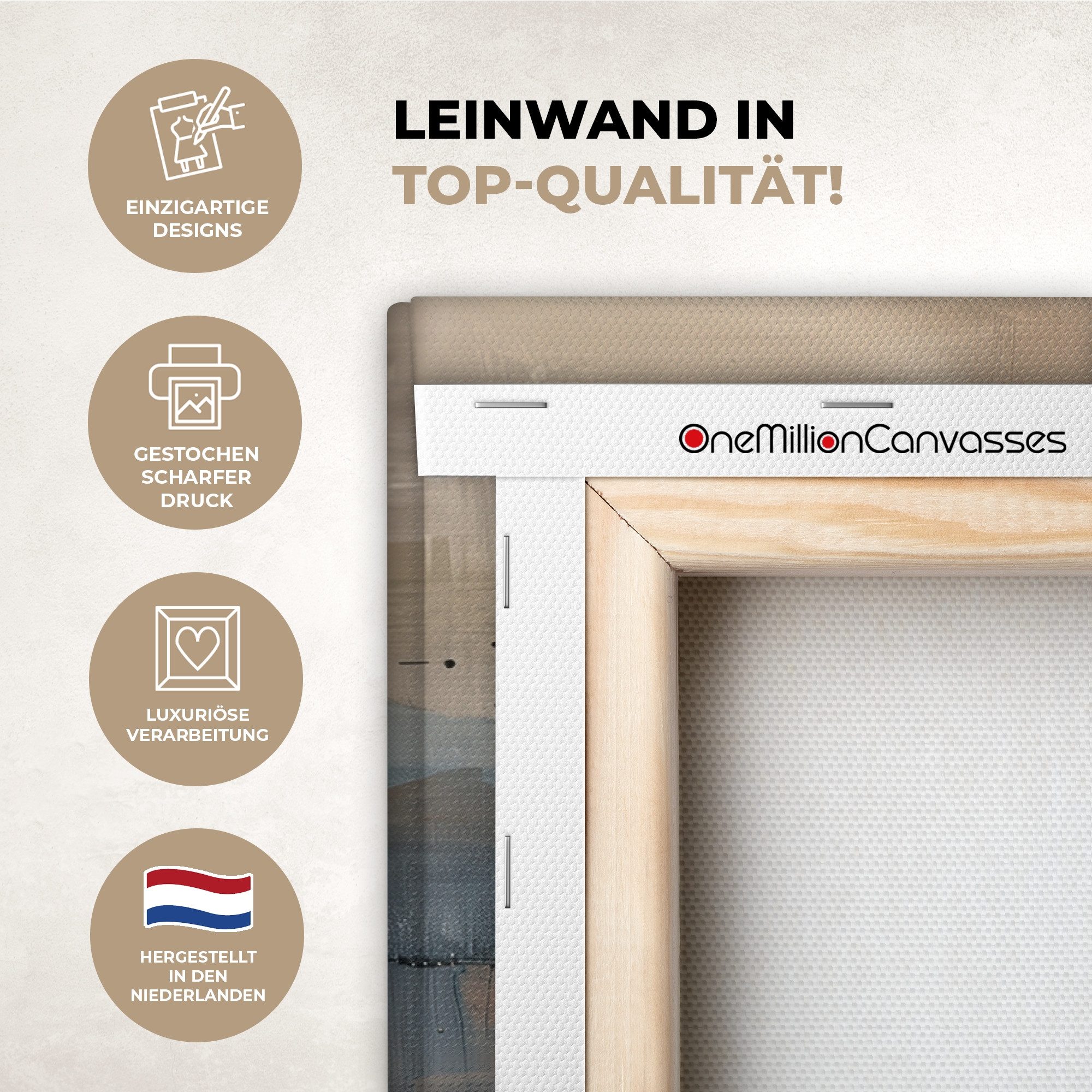 OneMillionCanvasses® Leinwandbild Panorama Abstrakt - Modern - Beige - Ästhetisch - Gold, Fotodruck (1 St), Leinwand Bilder für Wohnzimmer Schlafzimmer 60x30 cm – Bild 3 von 5