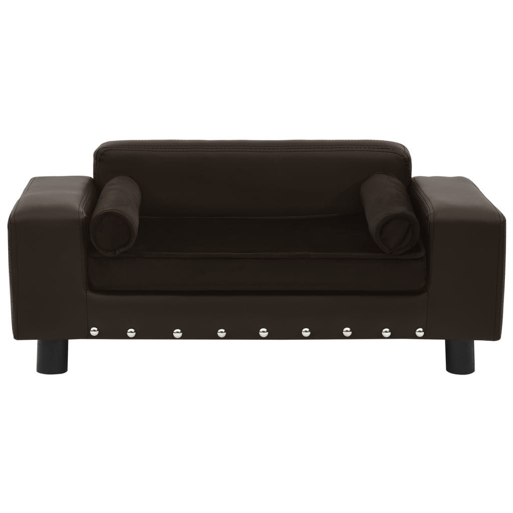 vidaXL Tierbett, Hundesofa Braun 81x43x31 cm Plüsch und Kunstleder