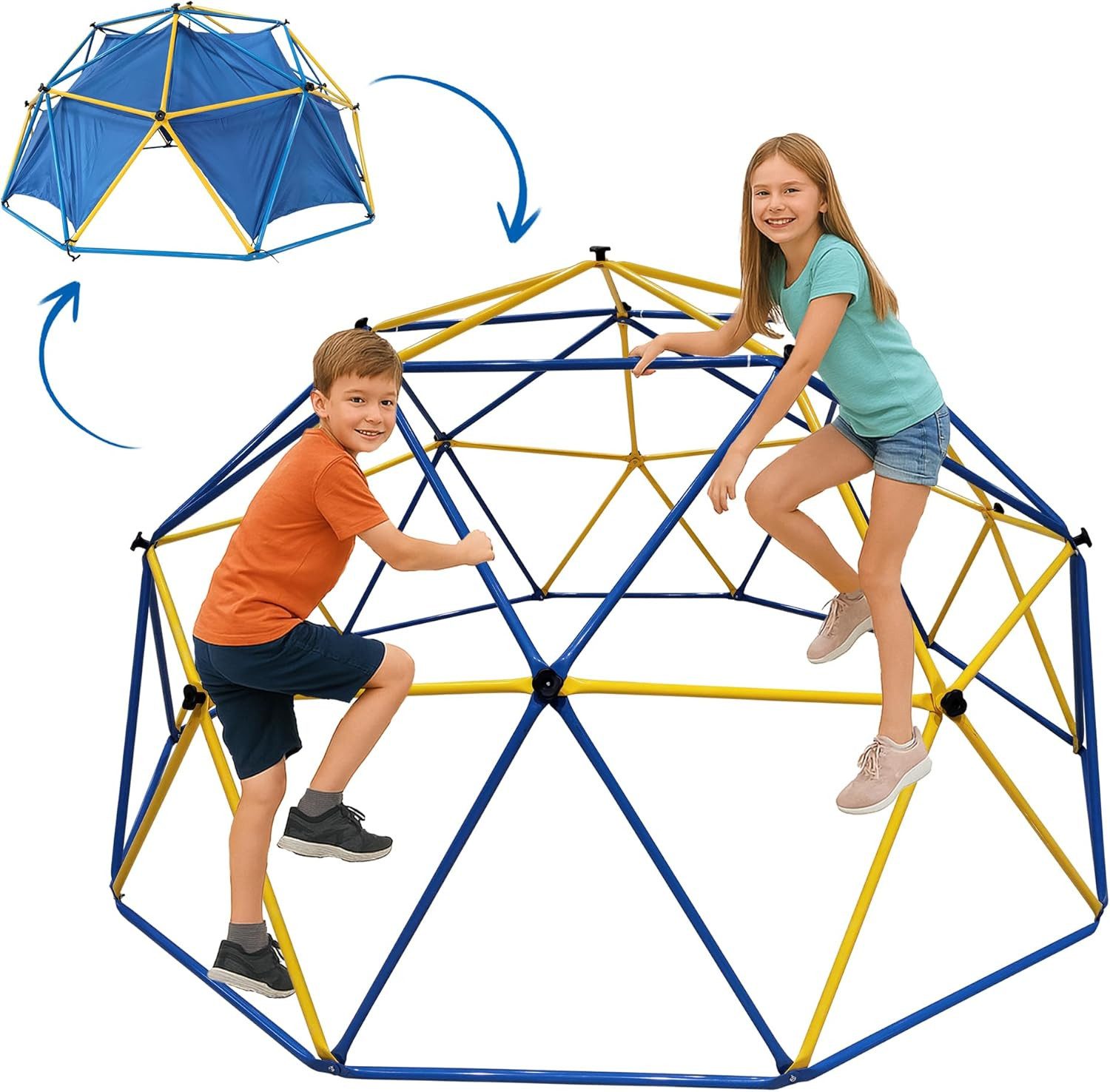 L.A. Sports Klettergerüst XL 305 cm Dome Kinder Kletter Kuppel Metall Gerüst Kuppel mit Zelt, (Spar-Set, inkl. Zelt), mit Zelt