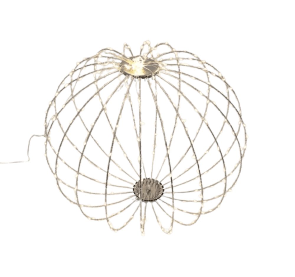 Home-trends24.de LED Kugelleuchte LED Kugel Groß Weihnachten Silber Warmweiß Kugelleuchte Deko, LED fest integriert