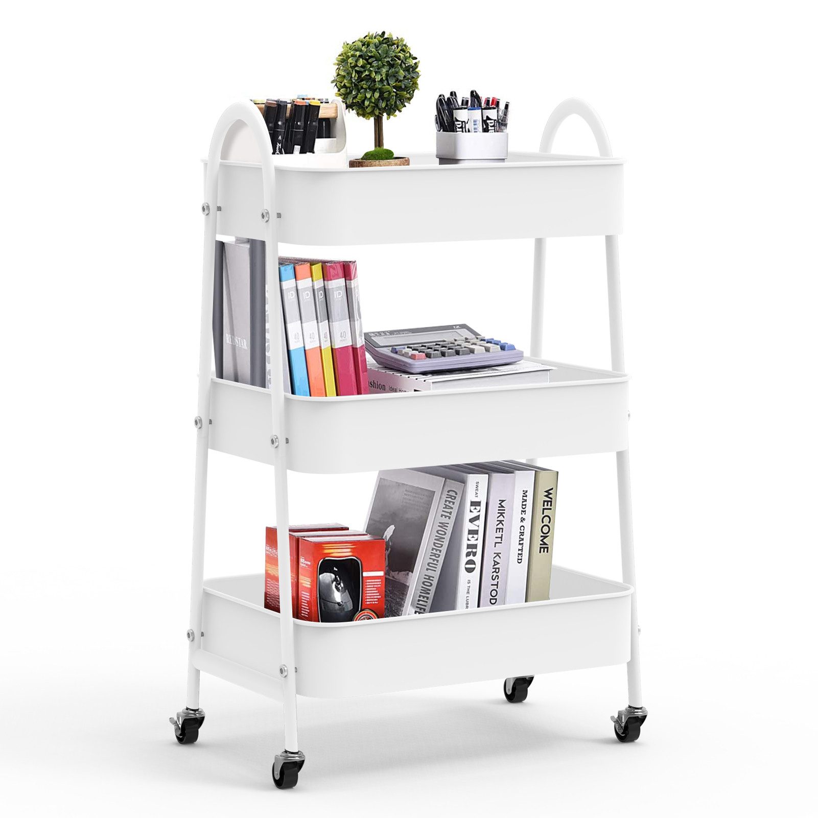 JEOBEST Beistellwagen Rollwagen Küchenwagen Servierwagen aus Metall 3-Etagen, (43x30x76.5cm) Multifunktionswagen für Küche, Schlafzimmer, Wohnzimmer. Reduzierter Preis € 25,69. Unverbindliche Preisempfehlung € 58,00
