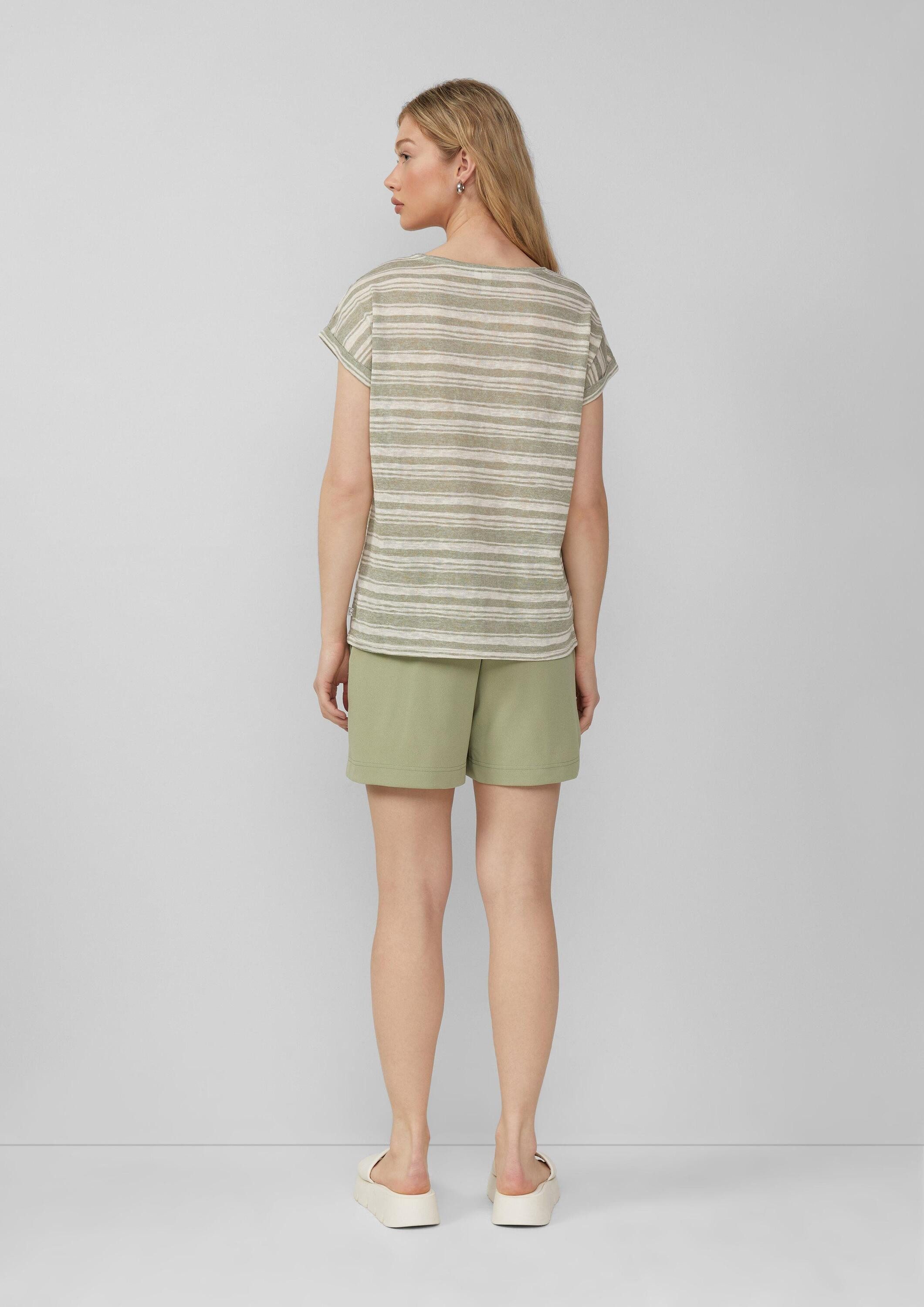 QS Kurzarmshirt T-Shirt Ringelshirt aus Viskosemix