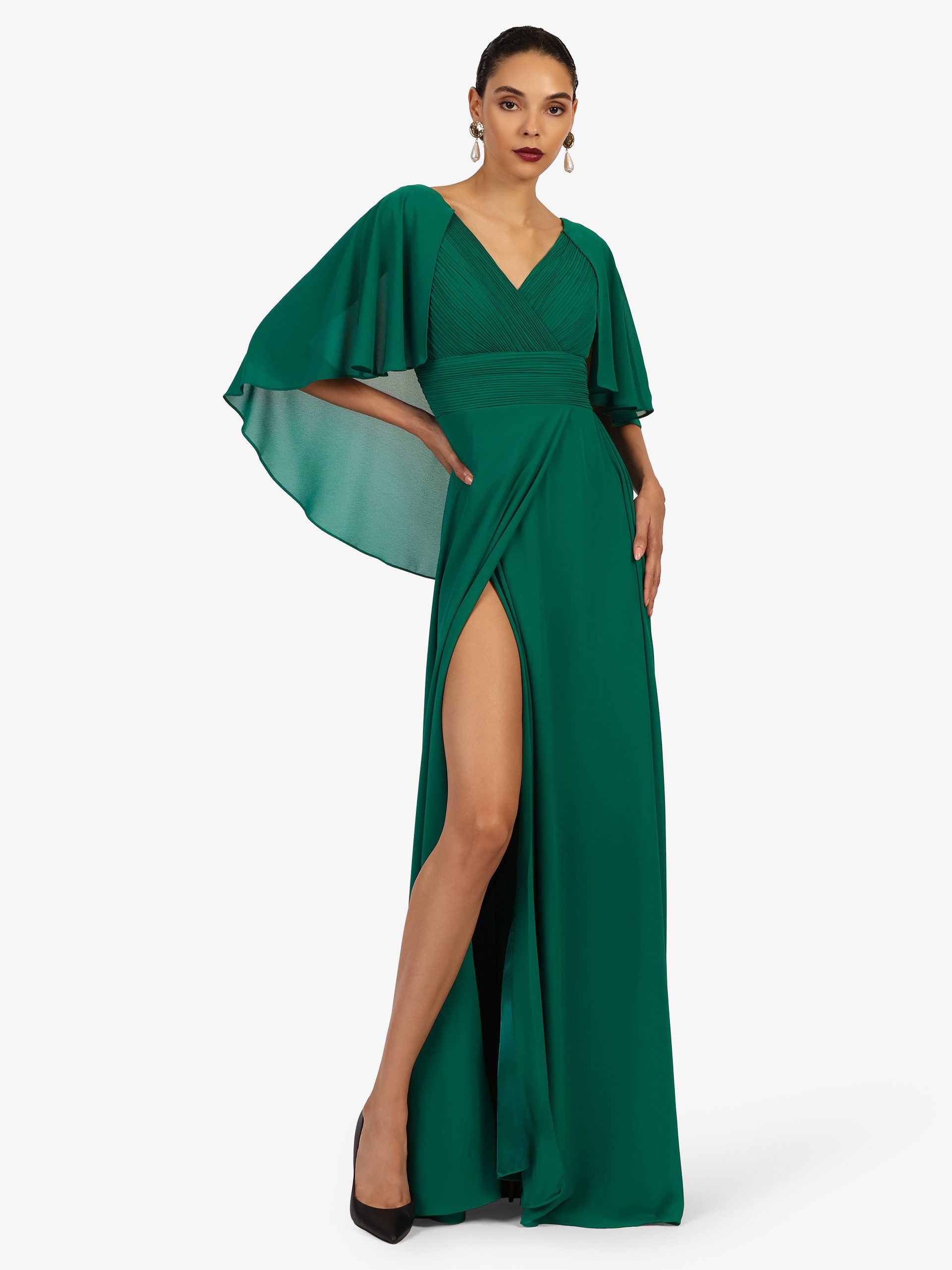 Kraimod Abendkleid mit Flügelärmeln & Falten-Top günstig online kaufen