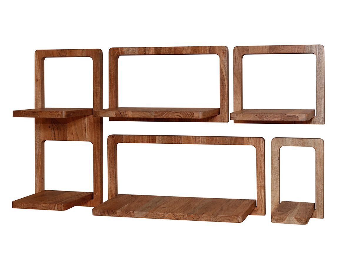 Wandregal LOOP 5´er Set Regal Holzregal Akazienholz natur