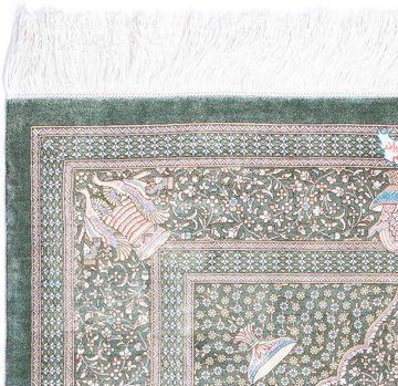 Orientteppich Perser - Ghom - 120 x 83 cm - hellgrau, morgenland, rechteckig, Höhe: 10 mm, Wohnzimmer, Handgeknüpft, Einzelstück mit Zertifikat