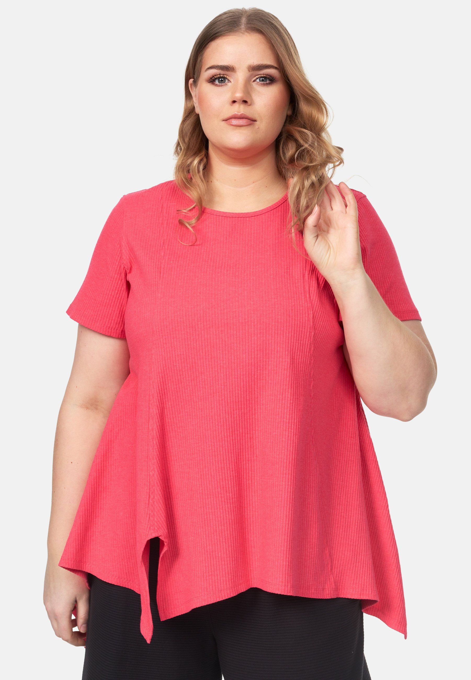 asymmetrischem Shirt 'Adele' Tunikashirt Pink mit Tunika A-Linie Saum Kekoo