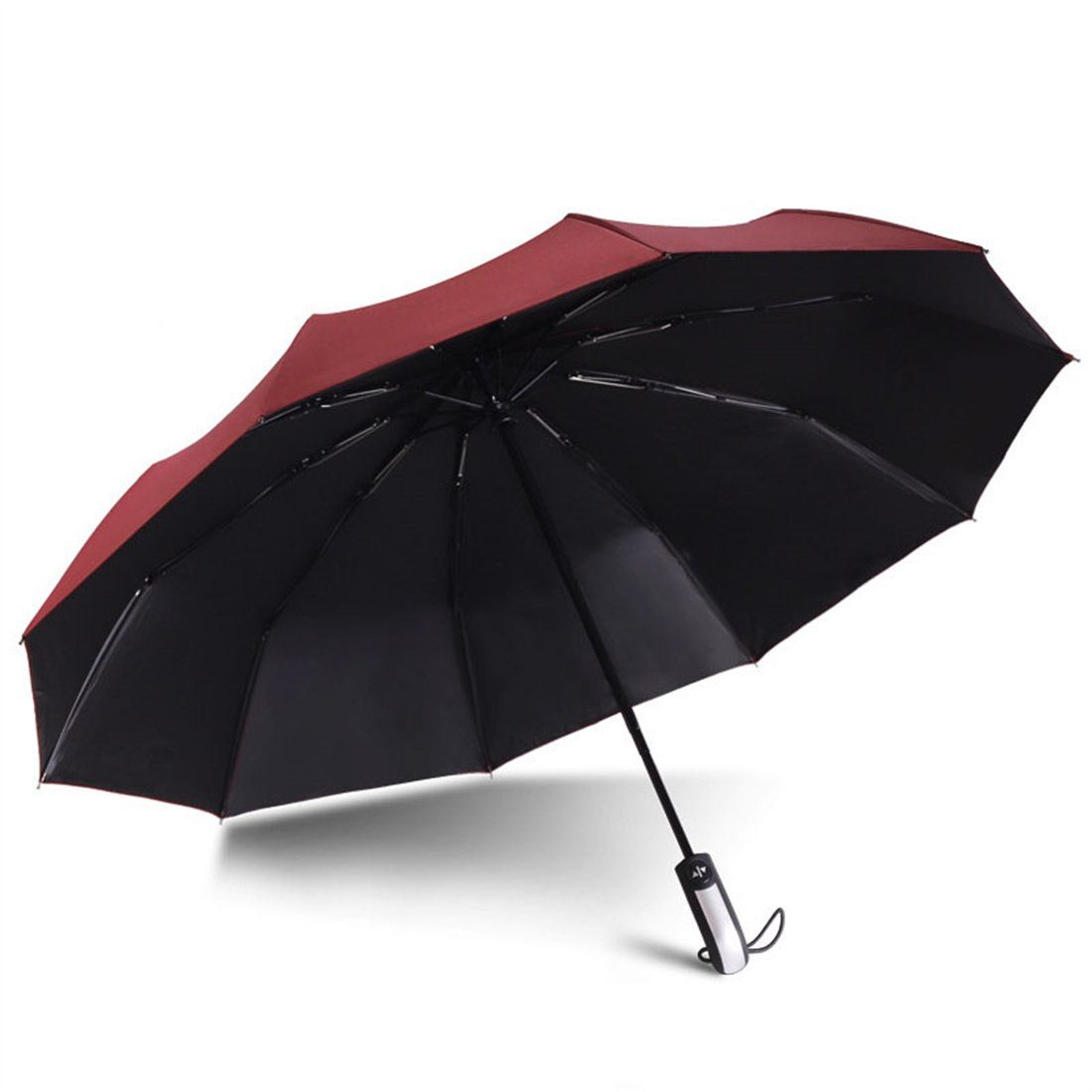 Vollautomatischer Sonnenschirm DÖRÖY Rot regenfest, Klappschirm, Taschenregenschirm UV-Schutz