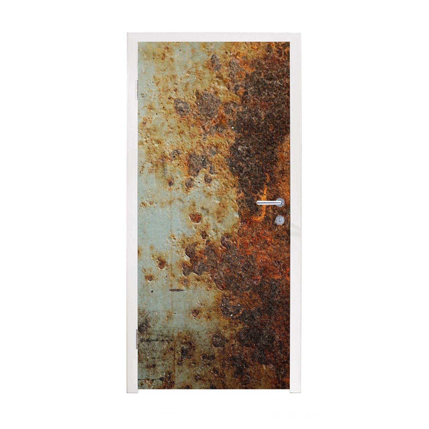 MuchoWow Türtapete Stahlblech - Alt - Rost, Matt, bedruckt, (1 St), Fototapete für Tür, Türaufkleber, 75x205 cm