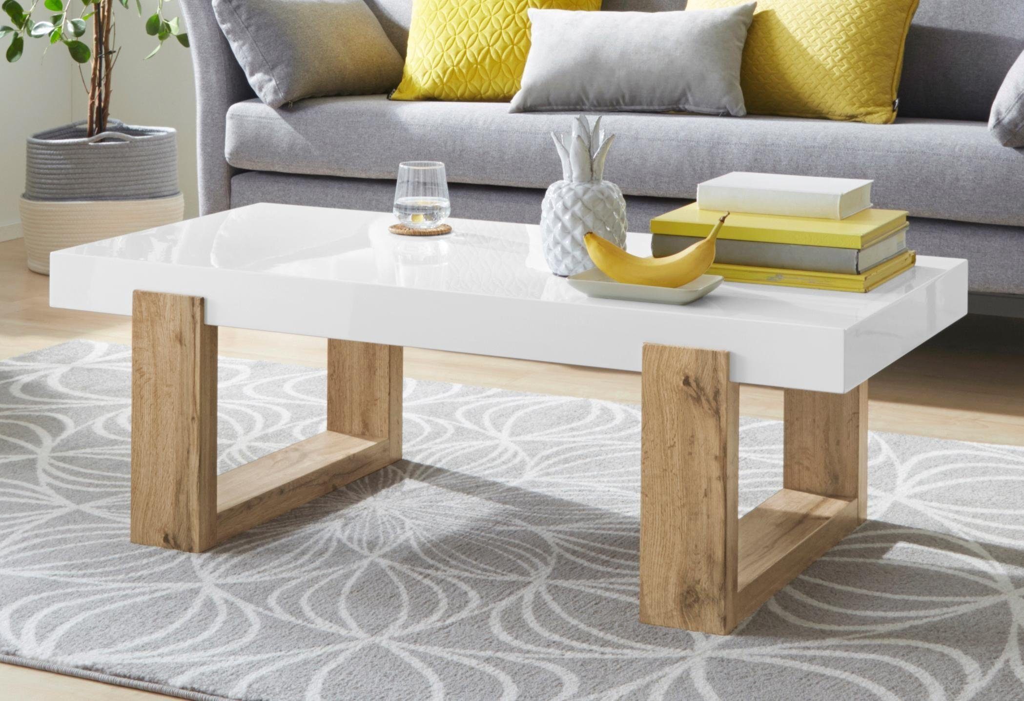 INOSIGN Couchtisch Solid, hochglanzfarbener weißer Tischplatte, in zwei unt günstig online kaufen