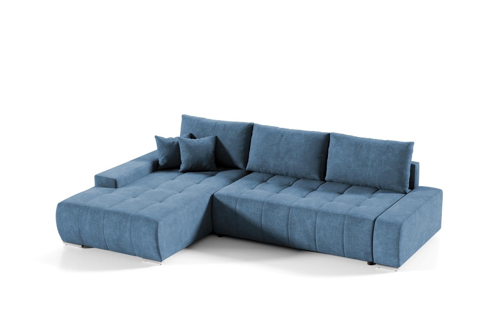 Blau Wohnzimmer 12) DRACO Ecksofa Ecksofa Bettkasten mit Couch Schlaffunktion, Sofa (aston Beautysofa