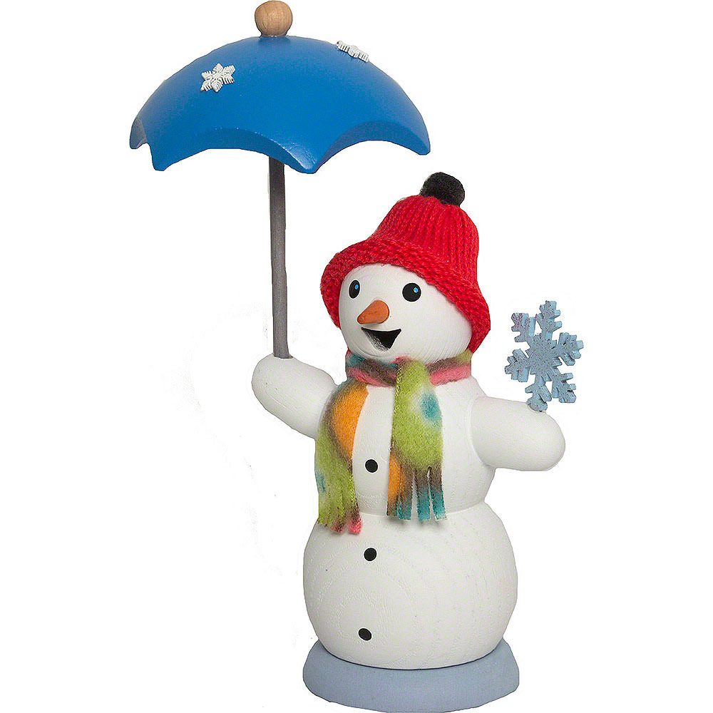 Kuhnert Räuchermännchen Räucherfräulein Schneefrau mit Schirm (13cm) von Drechslerei Kuhnert