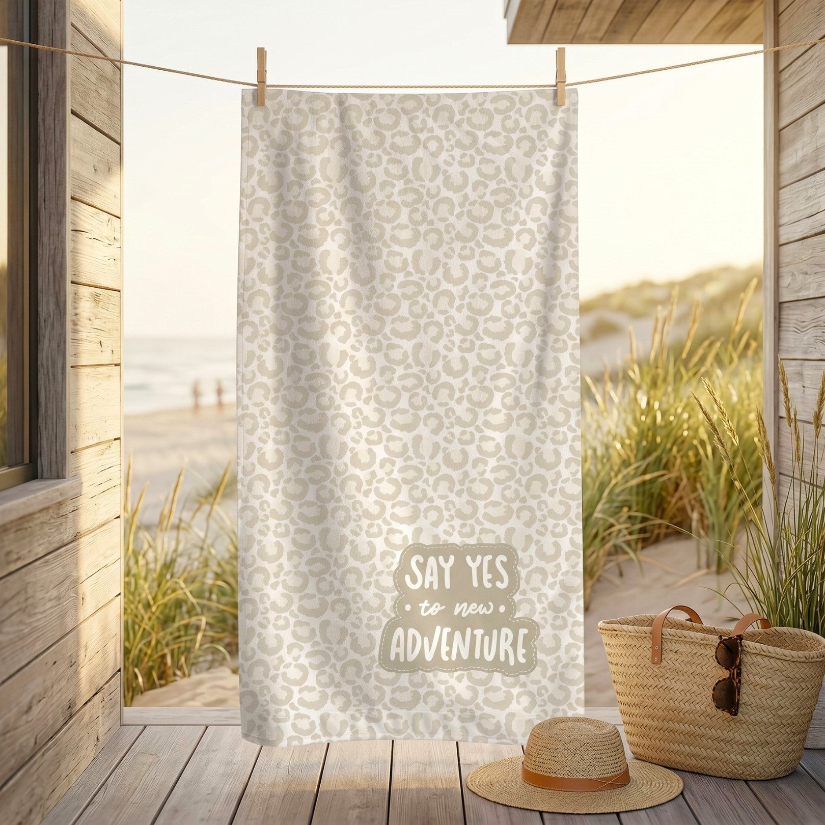 MTOnlinehandel Strandtuch "Fernweh" • Badetuch XXL • 100x200 cm • Schnelltrocknend, Baumwolle & Mikrofaser Mix (1-St), extra groß • weich & saugfähig