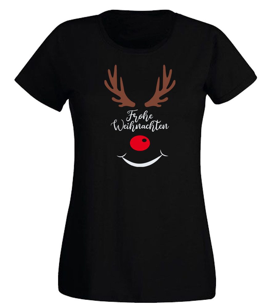G-graphics T-Shirt Frohe Weihnachten - Rentier Slim-fit Damen T-Shirt mit Weihnachtsmotiv