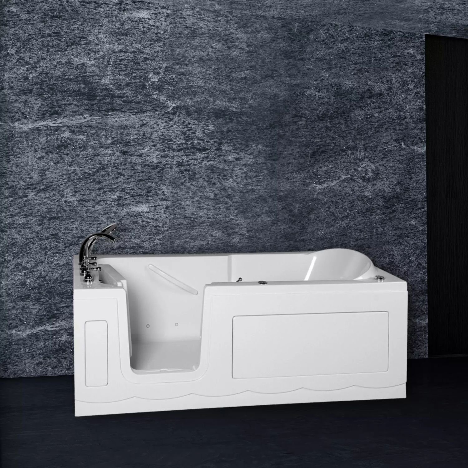 PureHaven Badewanne Seniorenbadewanne Sitz- und Whirlpool 150x75cm od. 170x75cm