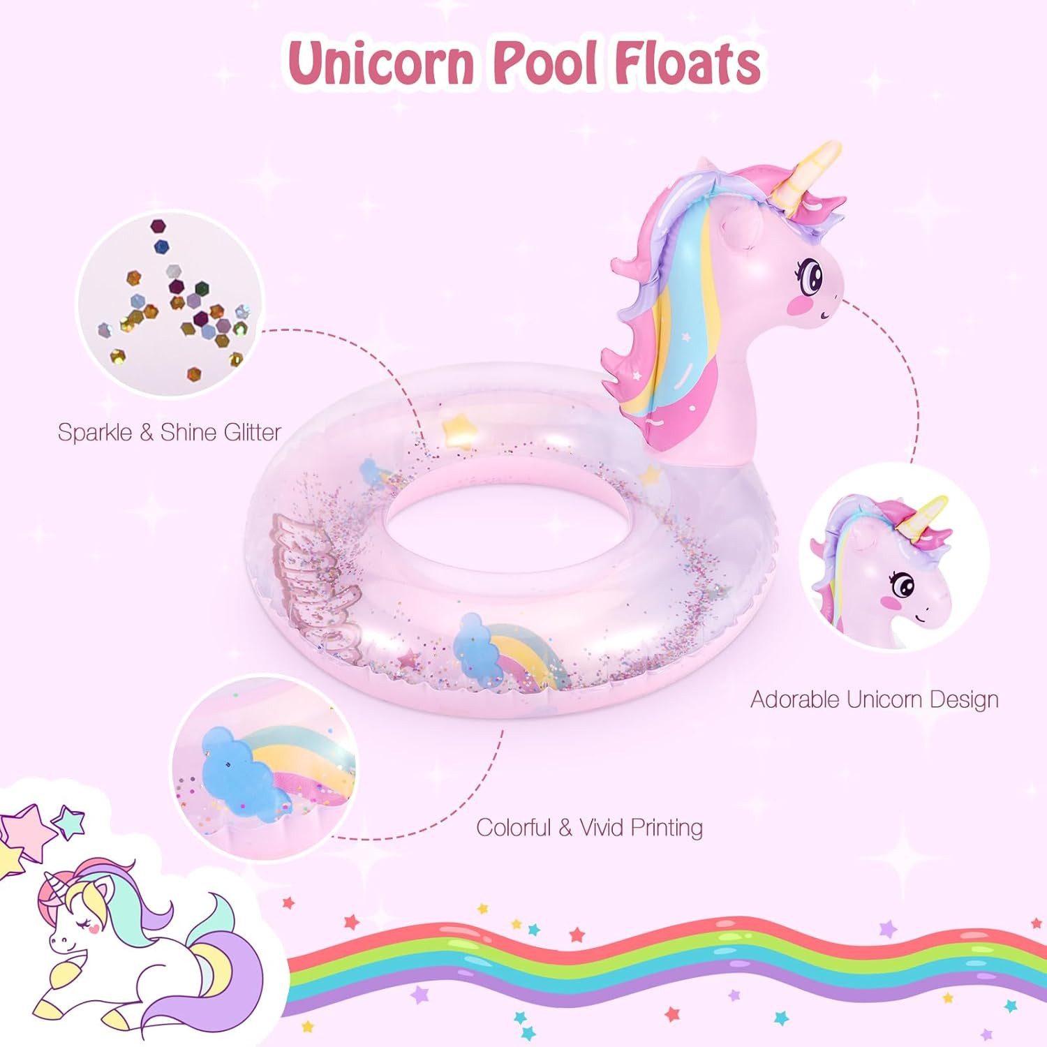 FELIXLEO Aufblasbares Bällebad Aufblasbarer Schwimmring Cartoon PVC Kinder Pool Strand Sommer Spaß.