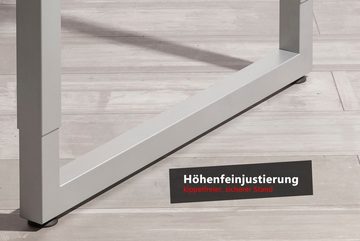 bümö Schreibtisch Serie-R - Arbeitshöhe: höhenverstellbar, Eckform: 200 x 120 cm - Dekor: Asteiche - Gestell: Silber