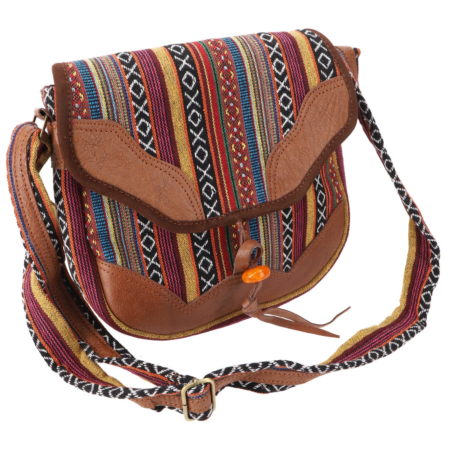 Guru-Shop Schultertasche Ethno Schultertasche mit Leder, große.. günstig online kaufen