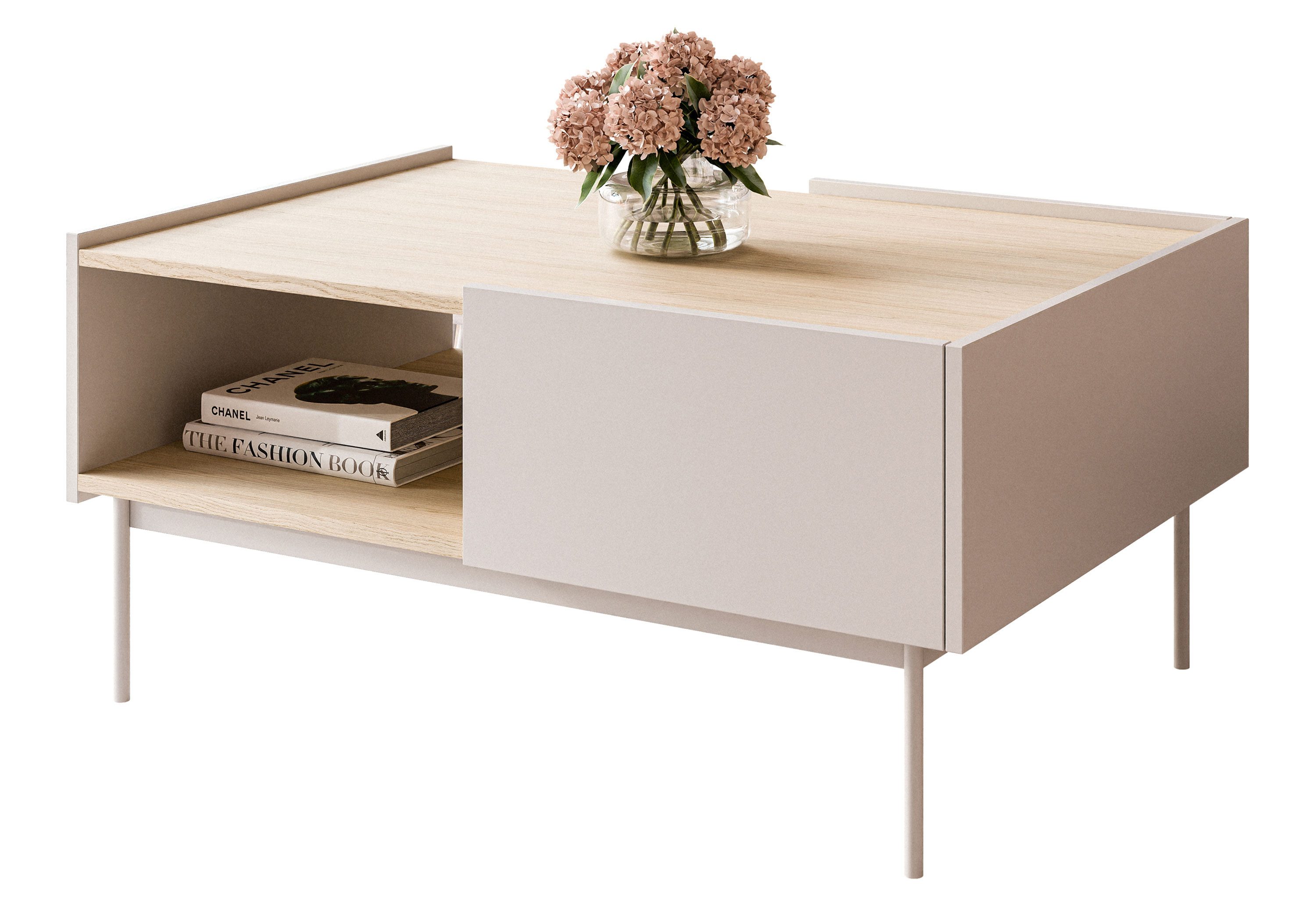 Lookway Couchtisch ESSENCE L97 Kaffeetisch mit Schublade Kaschmir / Eiche L günstig online kaufen