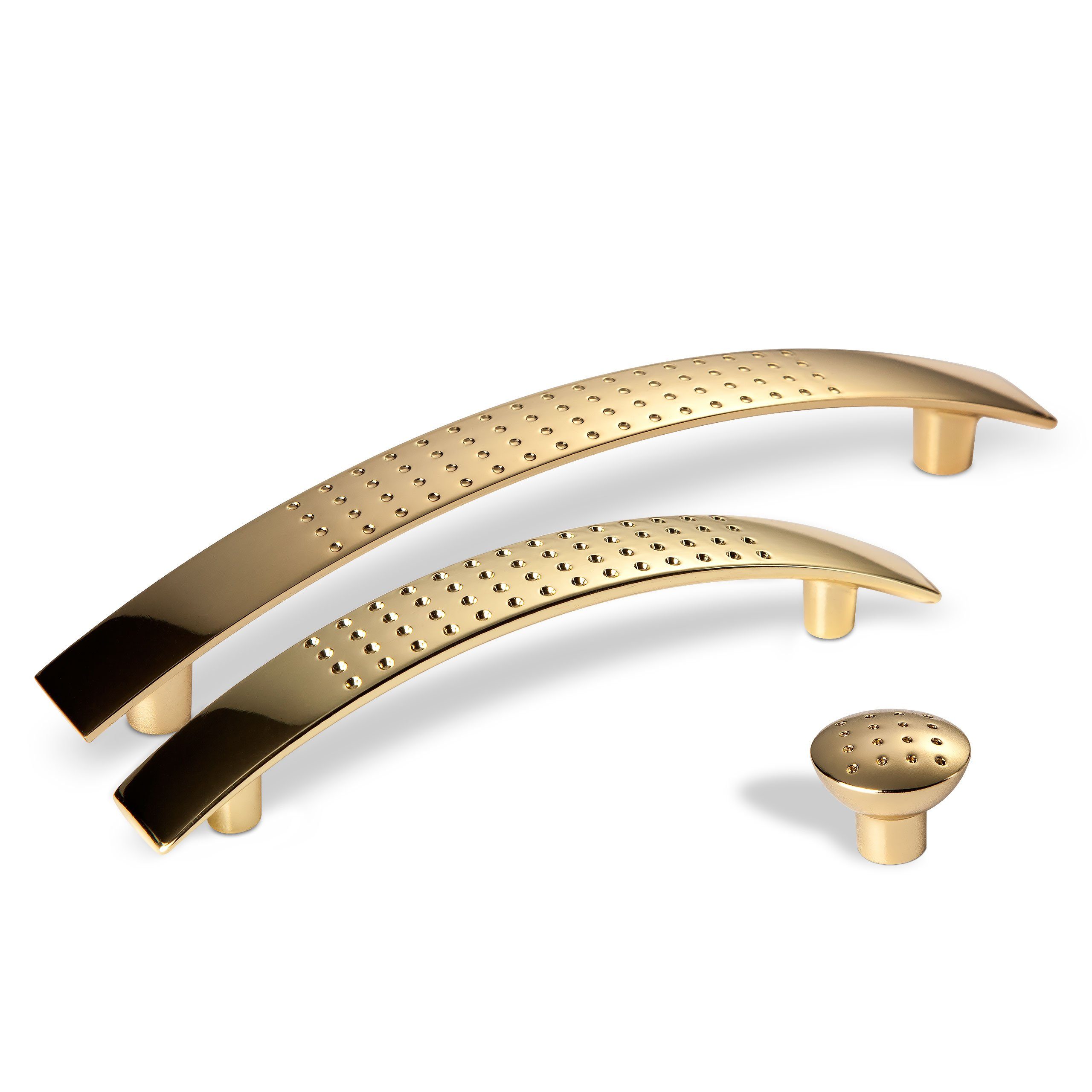 SO-TECH® Möbelknopf HE03 mit Lochprägung - incl. Schrauben, Lochabstand 128 mm Messingoptik - inkl. Schrauben – Bild 2 von 4