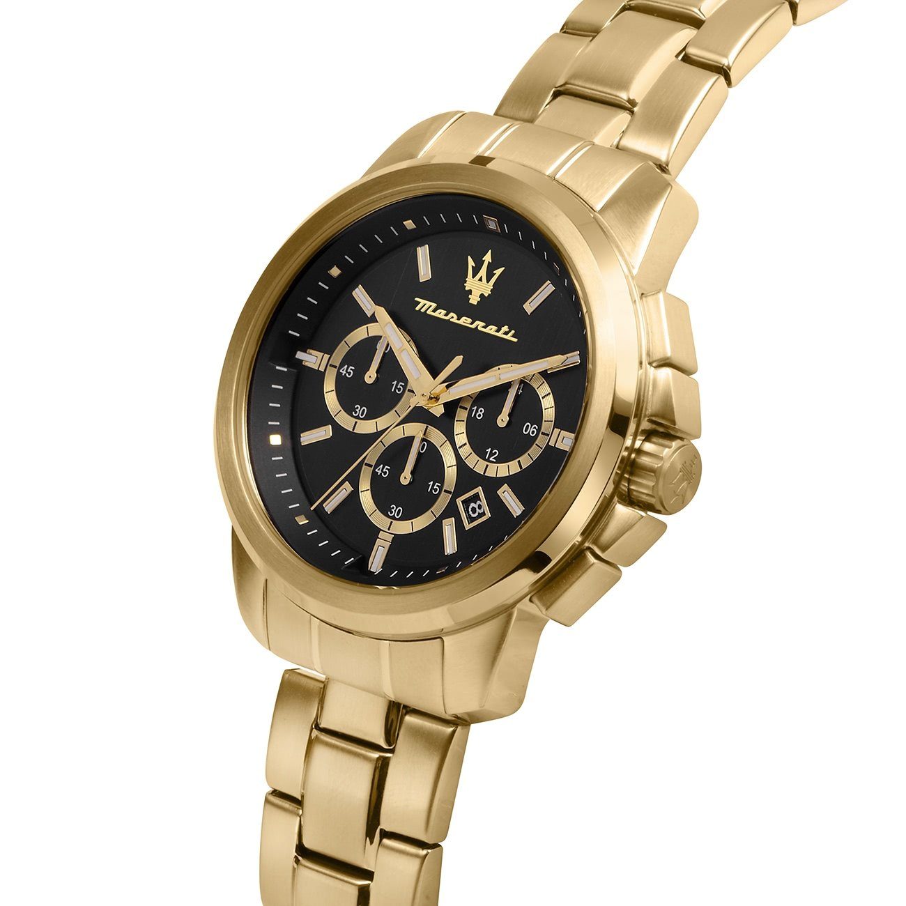 MASERATI Chronograph Maserati Edelstahlarmband, Made-In Italy 52x44mm) rund, groß Chronograph, Herrenuhr Uhr (ca. gold Herren