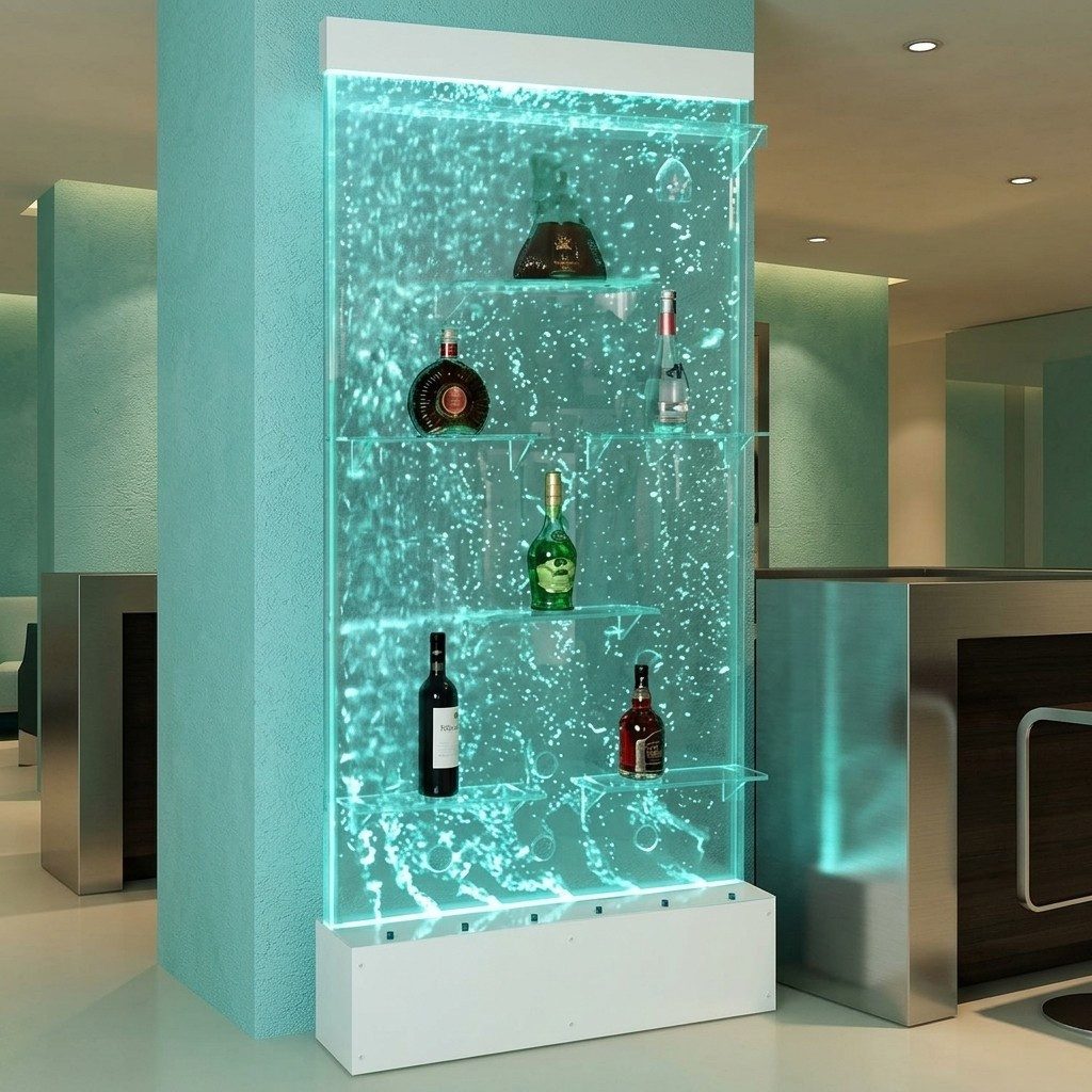 JVmoebel Barschrank Regale Beleuchtet Led Wasser Wand Bar Säule Wassersäulen Theke Made in Europa