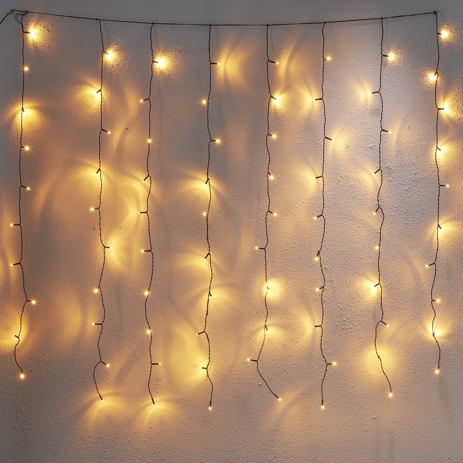 STAR TRADING LED-Lichtervorhang LED Lichtvorhang 80 bernstein LED 1,3x1,3m für Außen Weihnachten, 80-flammig