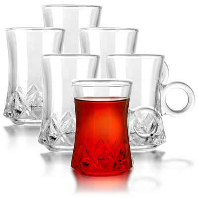 Melody Teeglas »Teetassen Glastassen 6er Set mit Griff für 6 Personen spülmaschinenfest Trinkgläser für Tee Schwarztee Cay«, 6-teilig