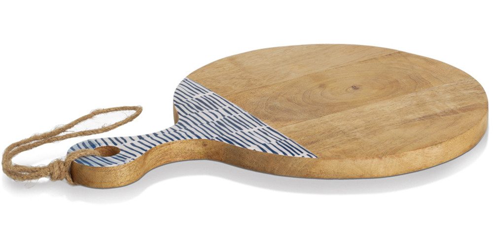 Zeller Present Servierbrett Schneide-/Servierbrett mit Griff, Mangoholz, Massivholz, Kordel zum Aufhängen, Epoxidharz-Beschichtung