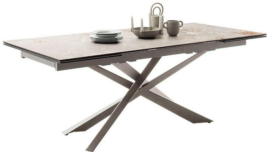 MCA furniture Esstisch TESERO Auszugtisch 200-300 cm (Einzelstück), Keramik,Edelstahl,Marmor-Optik,ausziehbar,belastbar 100kg,10-12 Pers.