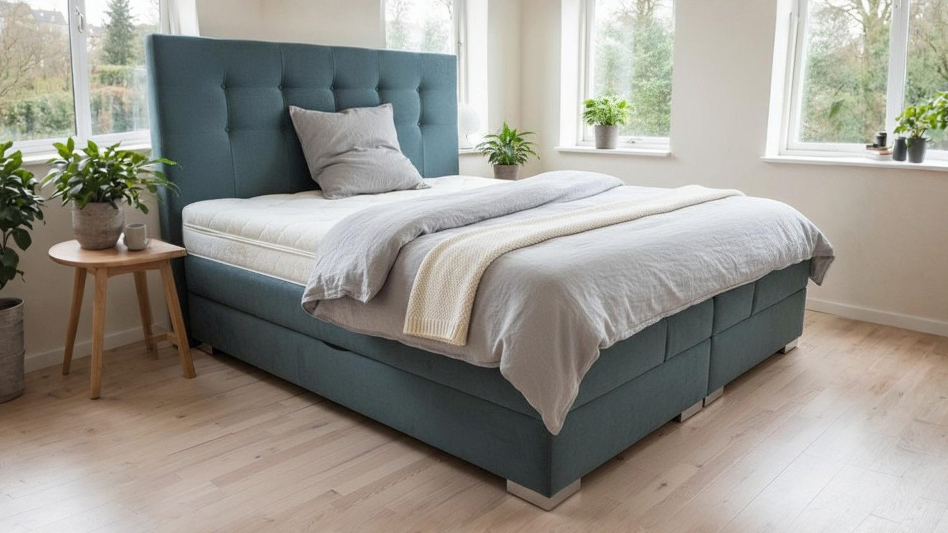 PAARA Boxspringbett mit Bettkasten und Matratze und Topper, Komplettset - Modell Merano, mit innovativem Belüftungssystem