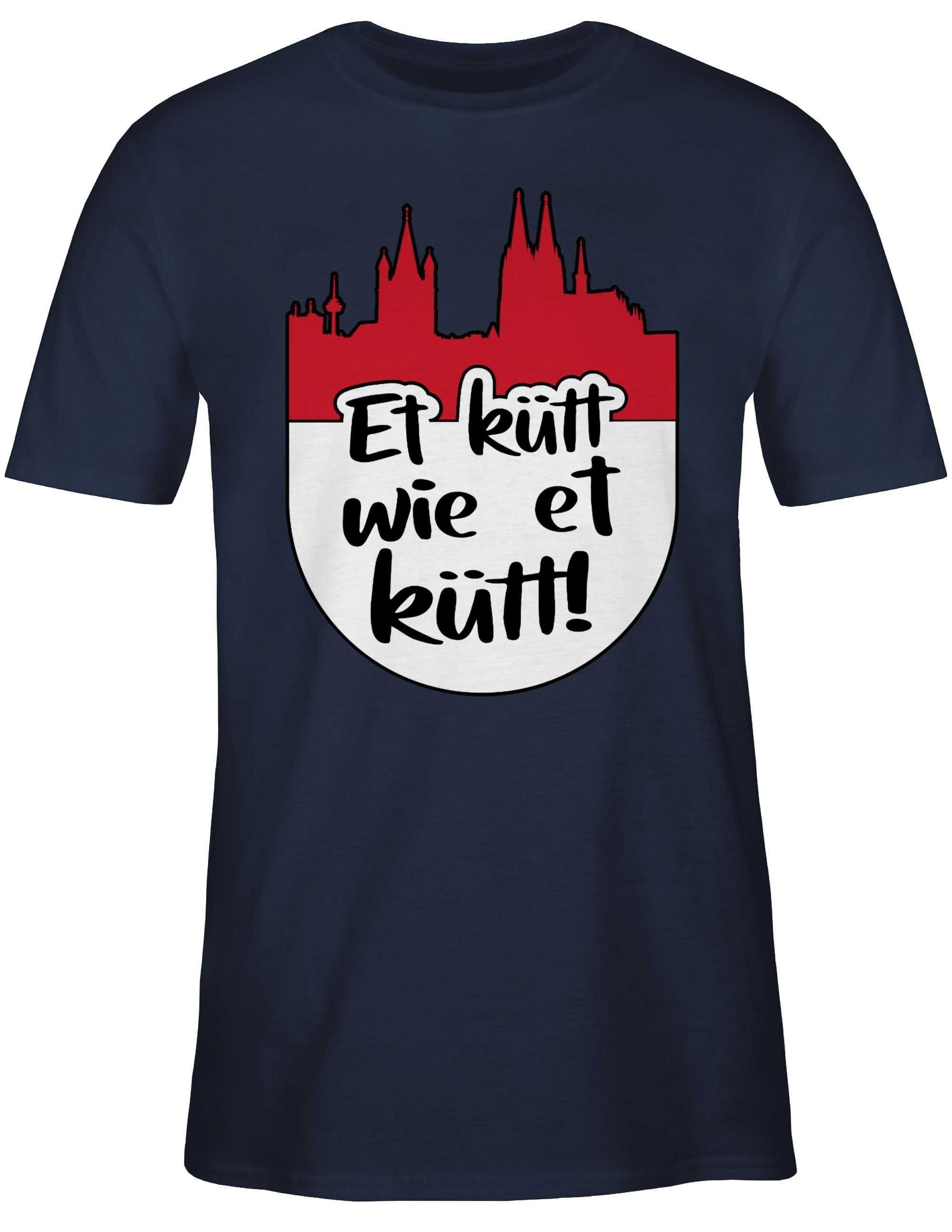 Shirtracer T-Shirt Et kütt wie Karneval Blau rot 3 Köln weiß kütt! Kölner Grundgesetz Echte Outfit Navy et - Kölsch