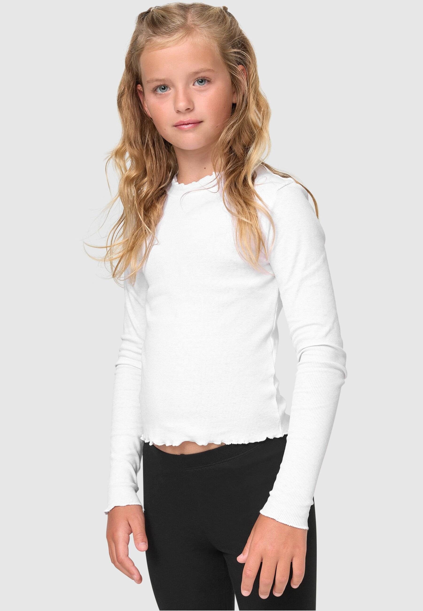 URBAN CLASSICS Longsleeve Damen Longsleeve Rib white Short Girls (1-tlg)