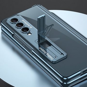 Wigento Handyhülle Für Samsung Galaxy Z Fold4 5G Magnetische Aluminium / Glas PRIVACY Handy Tasche Hülle Etuis Schwarz + Stift Halterung