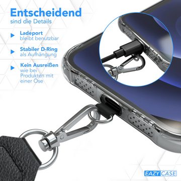 EAZY CASE Handykette Universal Handykette mit Breitband, Kette zum Umhängen Pad mit Kordel Uni Smartphonekette Breit Schwarz