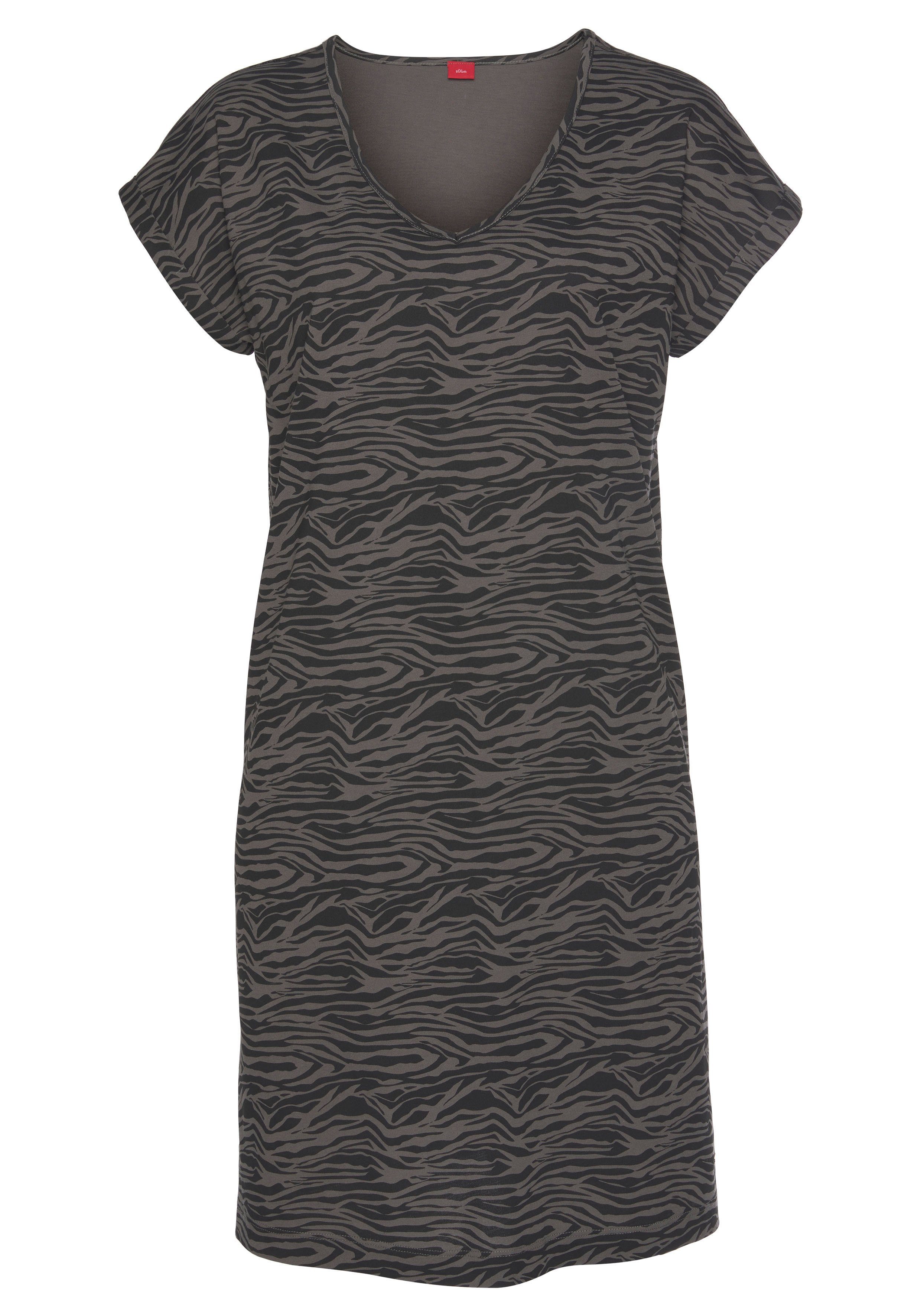 s.Oliver Sleepshirt mit Animal-Print schwarz-dunkelgrau-gemustert