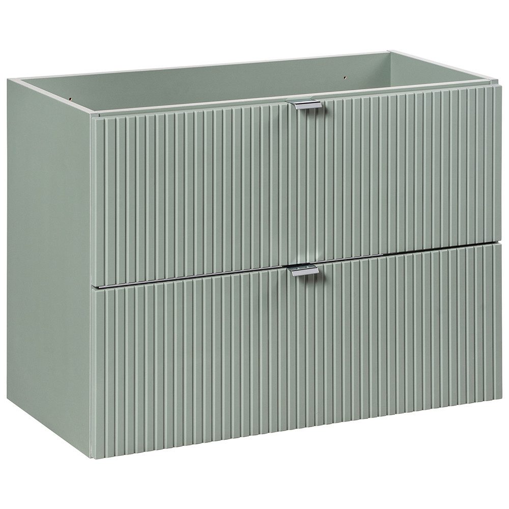 Lomadox NEWPORT-56-GREEN vanity unit, washbasin, ceramic sink, green with oak, 80cm, grooved front