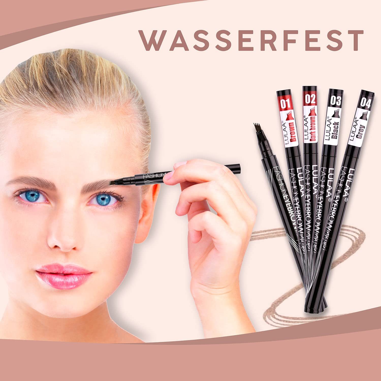 P-Beauty Cosmetic Accessories Augenbrauen-Stift 3D Tattoo Augenbrauen Stift Microblading 24H Wasserfest in 4 Farben, Nicht an Tieren getestet, Reisegröße, Ohne Duft, Hypoallergen
